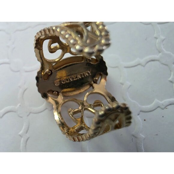 Vintage Sarah Coventry City Slicker Gold-Tone Adjustable Ring White Stone Accent - Picture 5 of 7